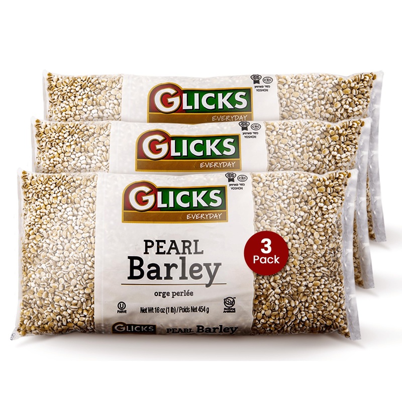 Glicks Pearl Barley Beans 16Oz (3 Pack) | Premium Taste & Texture, Perfect For Soups, Stews, Cholent, Chilis
