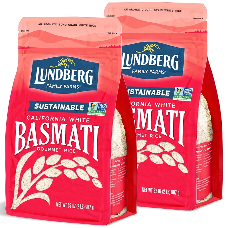 Lundberg Basmati Rice, Long Grain White Rice – Non-Sticky, Fluffy, Nutty, Aromatic Rice, Vegan Food, Healthy Meals, Gluten-Free