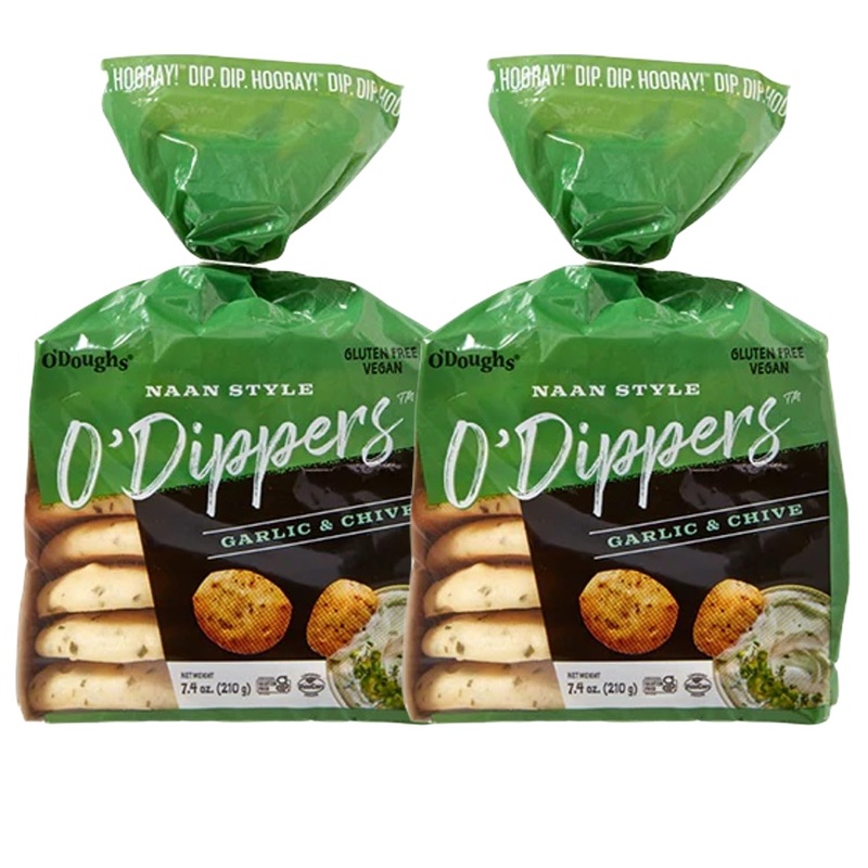O’Doughs Gluten Free And Vegan Naan Style O’Dippers Flatbreads, Garlic And Chive, 7.4Oz (Pack Of 2)