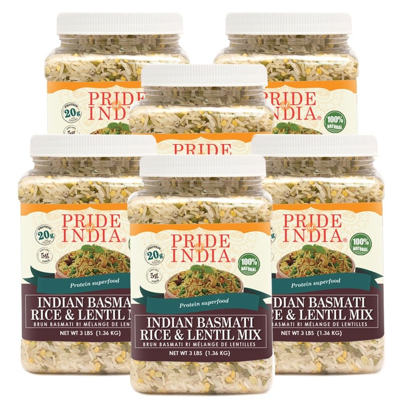 Pride Of India – Pack Of 6 – Indian White Basmati Rice & Lentil Kitchari Mix – Protein Superfood, 3 Pound Jar