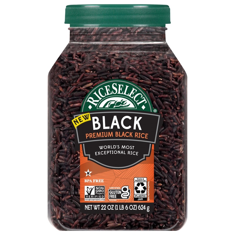 Riceselect Premium Black Rice, Whole-Grain, Gluten-Free, Non-Gmo, And Vegan Rice, Bpa-Free 22-Ounce Jar (Pack Of 1)