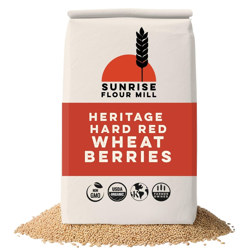 Sunrise Flour Mill Organic Hard Red Wheat Berries 25 LB – Non-GMO, Unprocessed, Vegan, Kosher, Shelf-Stable Whole Wheat