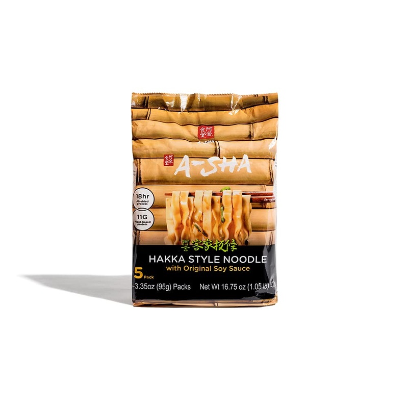 A-SHA Healthy Ramen Noodles, Wide Hakka Style, Vegetarian, 3.35 oz (Pack of 5), Authentic Flavor, Flat Noodles