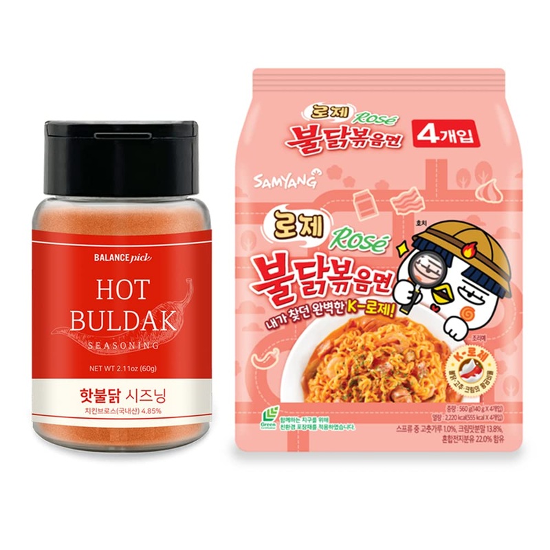 Balance Pick Buldak Pack (Hot Buldak Seasoning & Rose Buldak Spicy Hot Chicken Stir-Fried Noodles)