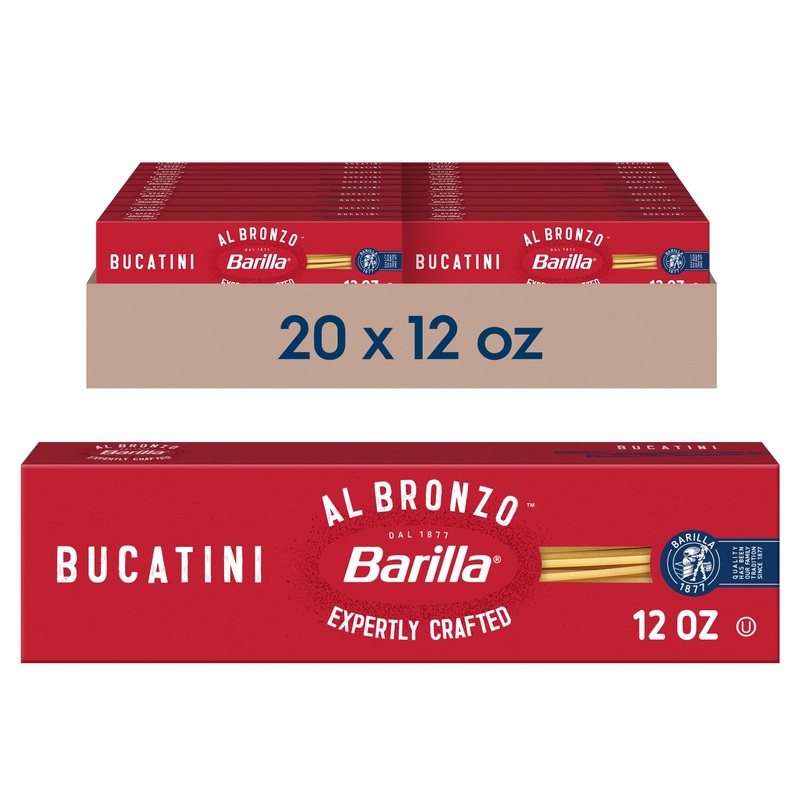 Barilla Al Bronzo Bucatini Pasta 12 Oz. (Pack Of 20), Bronze Cut Pasta Created From A Reserve Batch Durum Wheat, Non-Gmo, Kosher