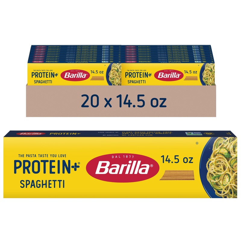 Barilla Protein+ (Plus) Spaghetti Pasta, 14.5 Ounce (Pack Of 20) – Plant Based Pasta – Made From Lentils, Chickpeas & Peas – Non