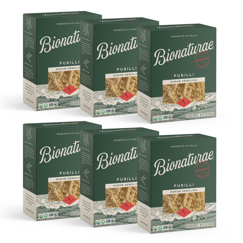 Bionaturae Fusilli Pasta Noodles – Durum Semolina Pasta, Kosher, High Protein, Non-Gmo Verified, Usda Certified, Durum Semolina