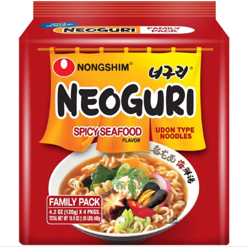 Case Set – Neoguri Spicy Seafood Udon Instant Noodles – 4 Goi Mi Neoguri Do Bien – 4.2 Oz Per Bag X 4 Bags Per Order – Product O