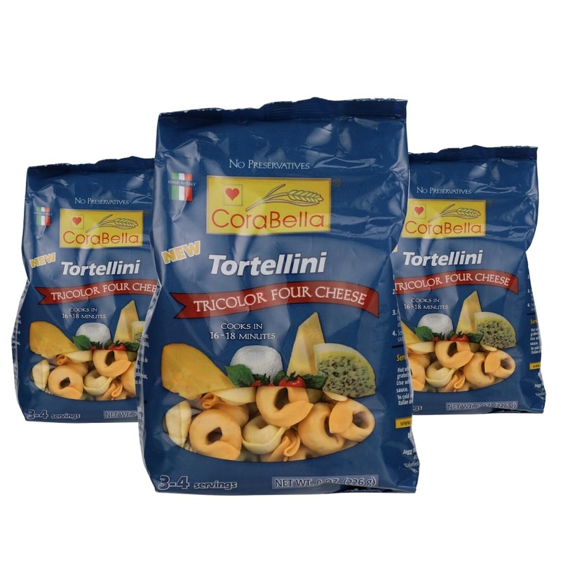 Corabella Classic Italian Tricolor Tortellini Pasta – Non Gmo | Pure Cheese Tortellini Pasta | Fresh Cheese Tortellini Pasta | P