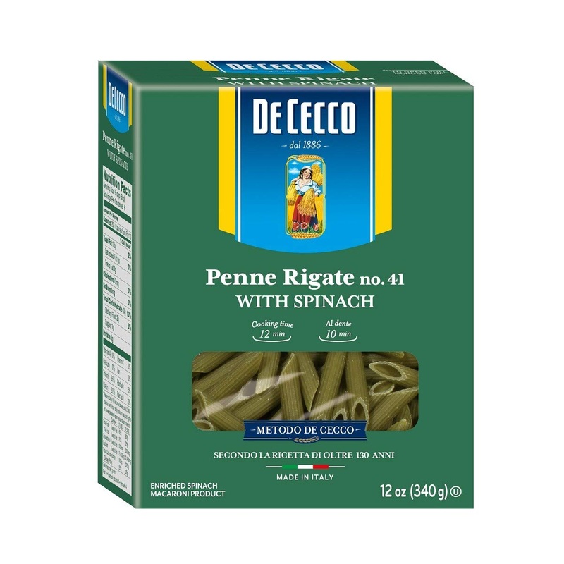 De Cecco Spinach Pasta, Penne Rigate No.41, 12 Ounce (Pack Of 12)