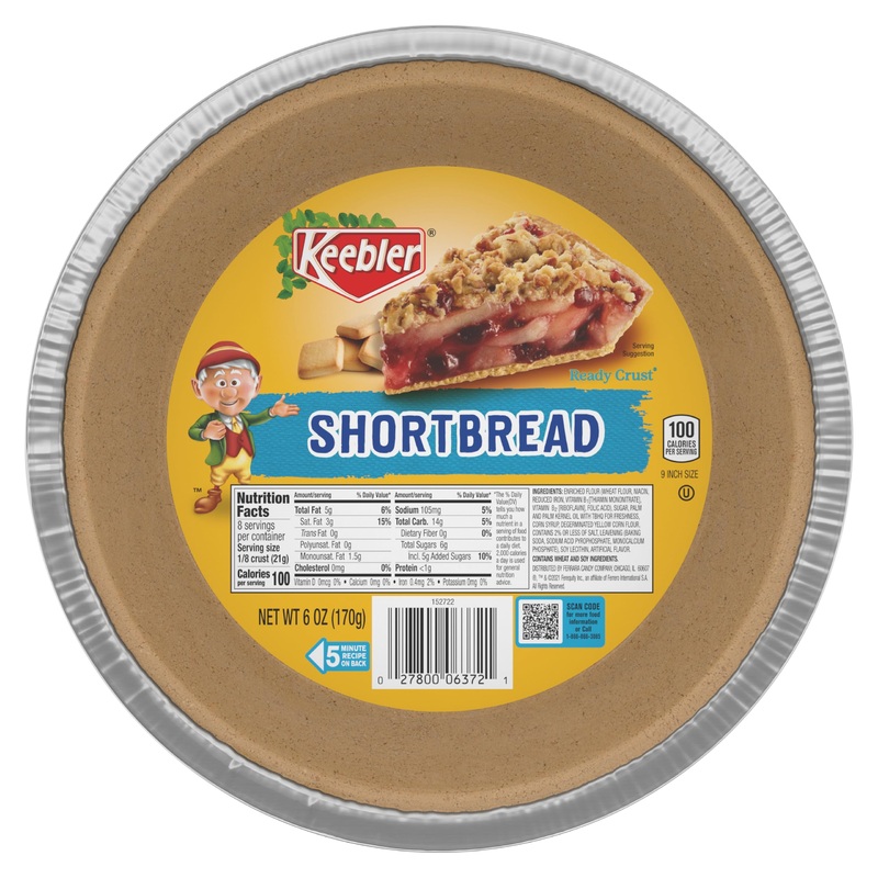 Keebler Ready Crust 9-Inch Shortbread Pie Crusts, Premade Pie Crusts For Baking And No-Bake, 12 Ct