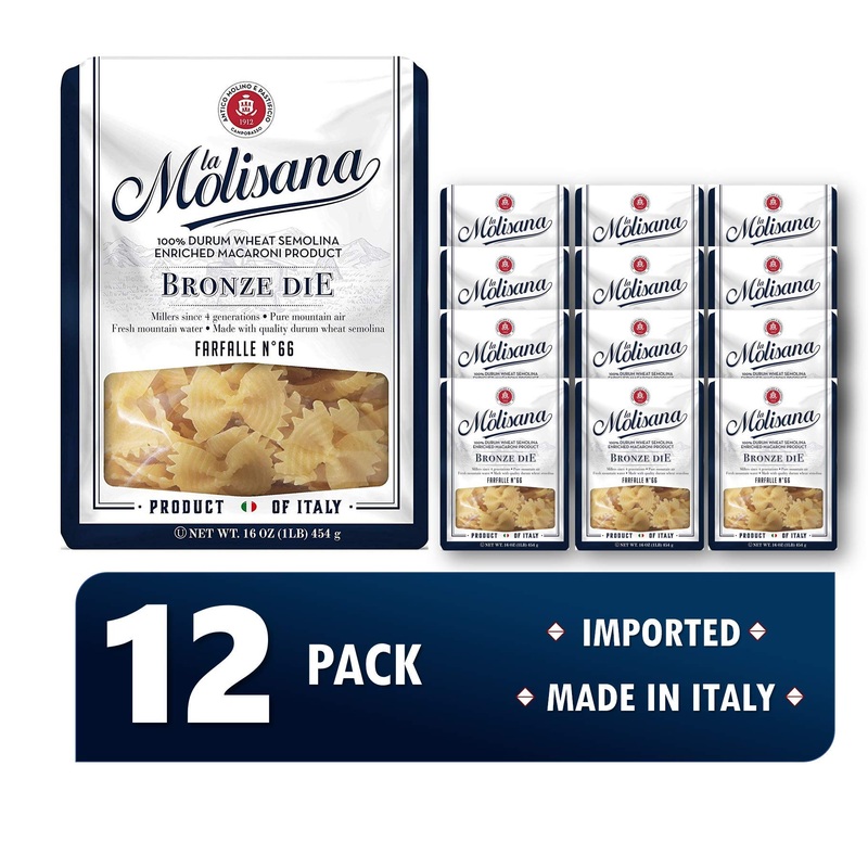 La Molisana Authentic Italian Pasta | 100% Imported | Farfalle | Durum Wheat Semolina | 12 Pack (1Lb)