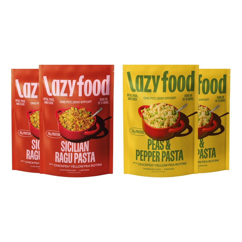 Lazy Food Vegetarian Pasta Meal I Plant-Based Single Pot Dinner Kit I Healthy High Protein Low Carb Pasta (4 Pack – Gluten-Free