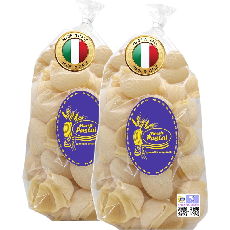 Maestri Pastai, Gourmet Lumaconi Italian Pasta ”Snail Shell Pasta”, Big Ridged Pasta Shells, Also Known As Lumache Pasta, Spec