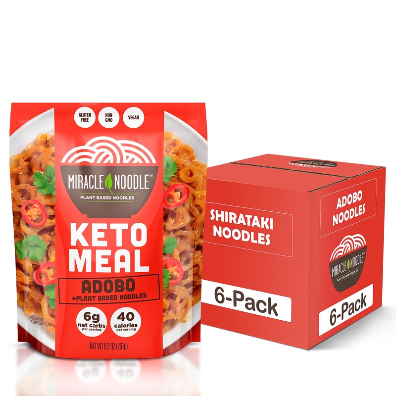 Miracle Noodle Konjac Shirataki Adobo Noodles – Plant Based, Gluten & Grain Free, Non Gmo, Vegan, Low In Carbs & Calories, 9.2 O