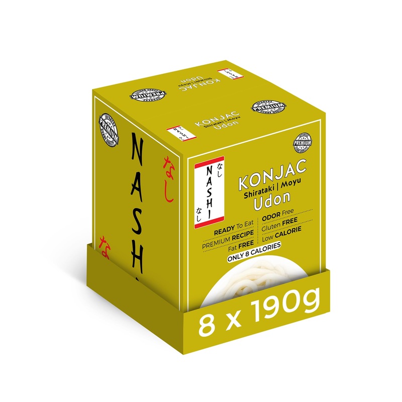 Nashi Shirataki Konjac Premium Udon Noodles (8X190G) – Glucomannan Premium Recipe, Keto-Friendly | Low-Calorie, Zero-Carb, Vegan