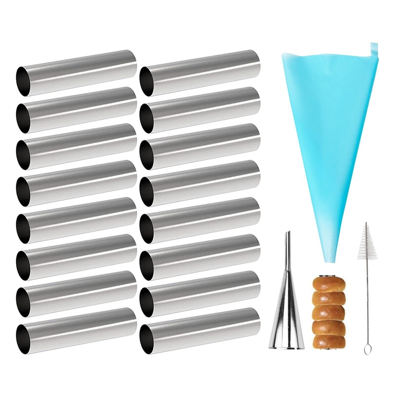 Non-Stick Cream Cannoli Tubes, Fantasyday 19 Pcs Stainless Steel Cream Horn Molds Baking Cones Pastry Roll Horn Cannoli Shells W