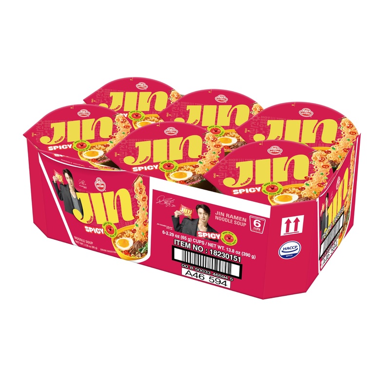 Otoki Jin Ramen Spicy Cup Noodles, Bts Jin & Jin Ramen Edition, Authentic Korean Instant Noodles With Spicy & Rich Beef Bone Bro