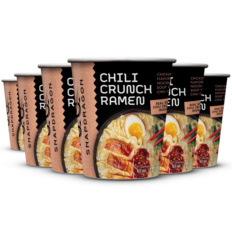 Snapdragon Chili Crunch Ramen Six Pack – Rich Chicken Broth With Authentic Ramen Noodles, Real Deal Chili Crunch Oil Packet Insi