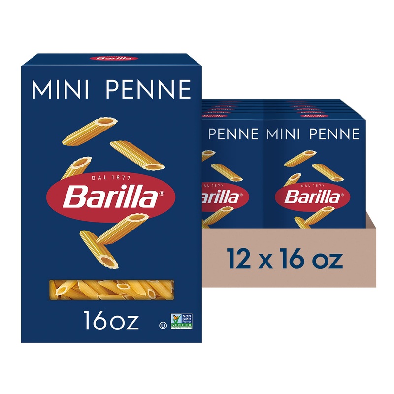 Barilla Mini Penne Pasta, 16 Oz. Box (Pack Of 12) – Non-Gmo Pasta Made With Durum Wheat Semolina – Kosher Certified Pasta