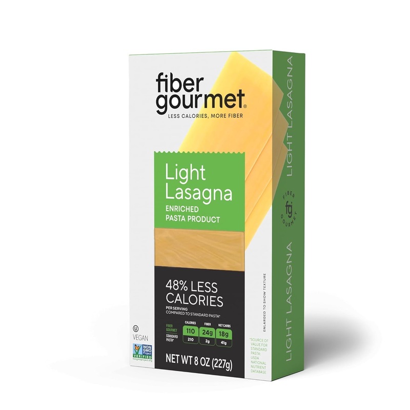 Fiber Gourmet Pasta – Light Lasagna Pasta – Low Net Carb, Fiber-Rich, Low Calorie, Healthy – Made In Italy, Kosher, Vegan, Non-G