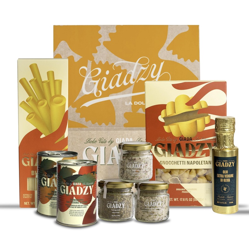 Giadzy By Giada De Laurentiis Italian Gourment Gift Box – Includes Mini Olive Oil Extra Virgin, Organic Gnocchetti Pasta, Organi