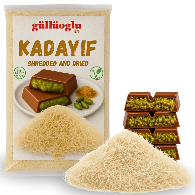 Gulluoglu Dried & Shredded Kataifi – 500G (1.1Lb) Kadayif Chopped Fillo Dough, Shredded Phyllo, Kadayif Pastry Dough, Knafeh, Ku