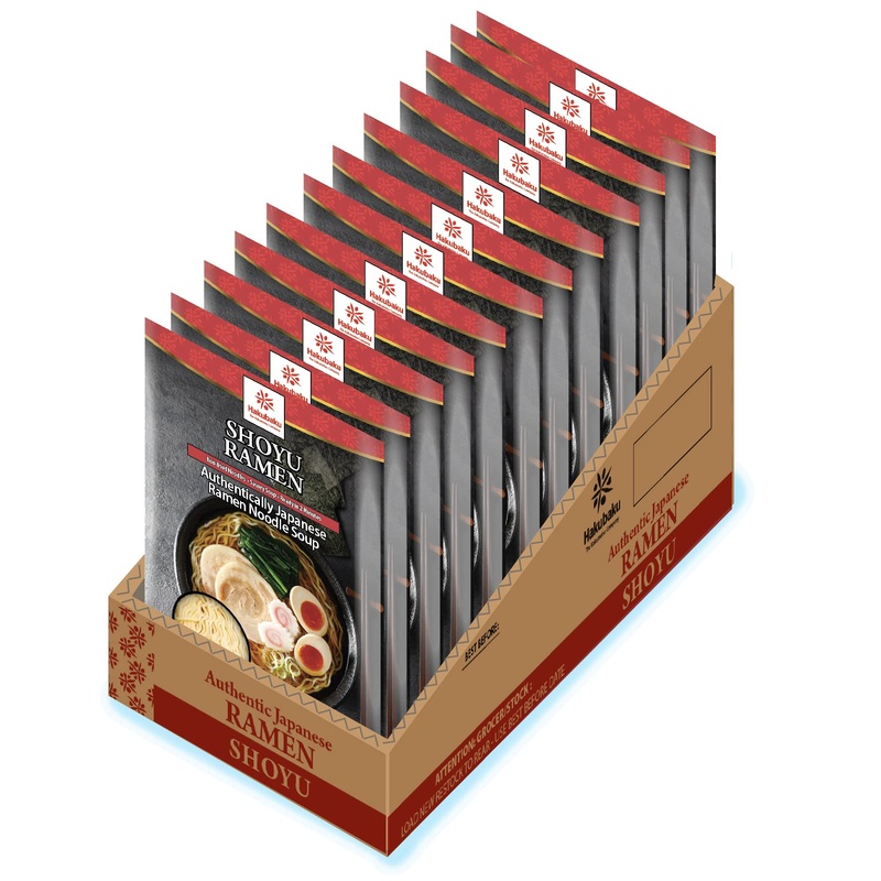 Hakubaku Authentic Japanese Ramen Noodles (Shoyu, 12 Pack)