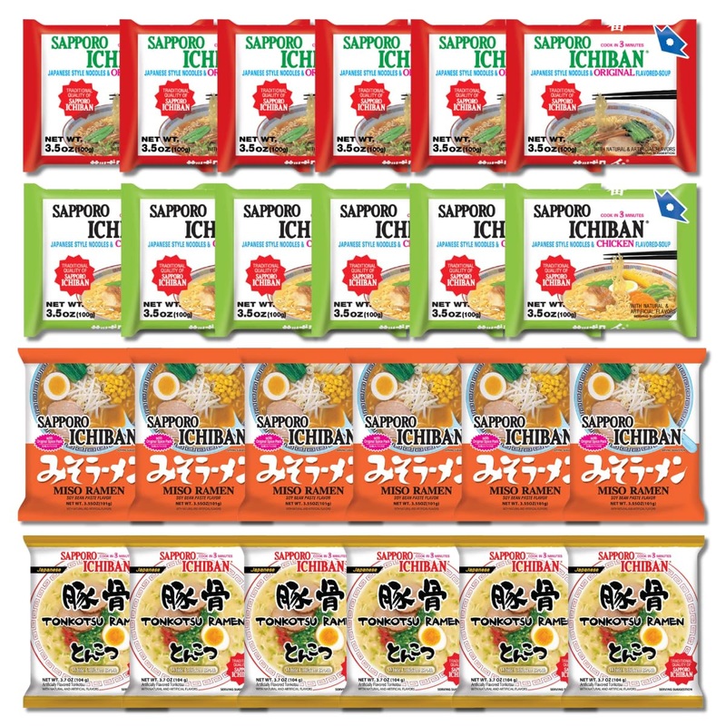 Japanese Sapporo Ramen Noodles Variety Pack, 4 Authentic Flavors, Original, Chicken, Tonkotsu, And Miso Ramens Soup, 6 Pack Per