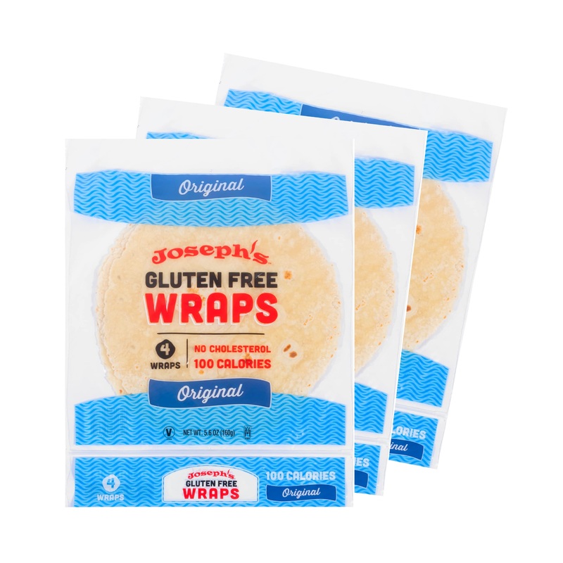 Joseph’S Gluten Free Original Tortilla Wrap Value 3-Bag, No Cholesterol, (4 Per Bag, 12 Wraps Total), Fresh Baked