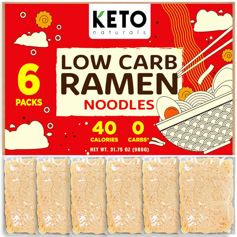 Keto Ramen Noodles (6 Packs) – Low Calorie, Gluten Free Shirataki Noodles For Healthy, Low Carb Meals (5.3 Oz/Pack)