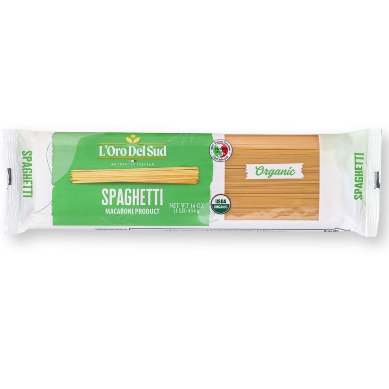 L’Oro Del Sud Organic Spaghetti, 100% Durum Wheat, Non Gmo, Vegan, Kosher Certified, And Imported From Italy, Premium Quality Pr