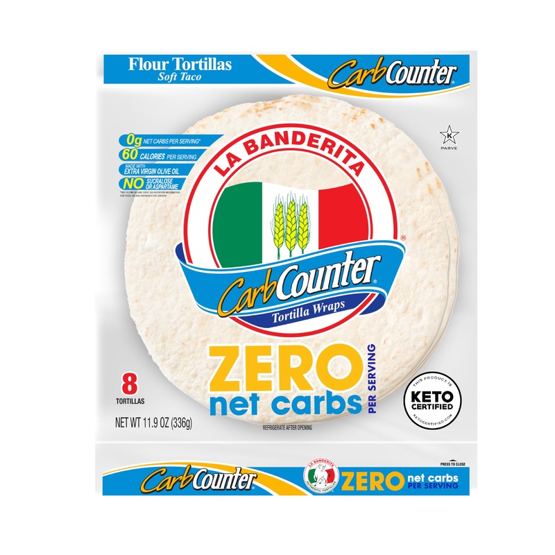 La Banderita Carb Counter Zero Net Carbs | 8” Size Flourtortillas | Keto Certified | 11.8 Oz.| 8 Count (Pack Of 4)