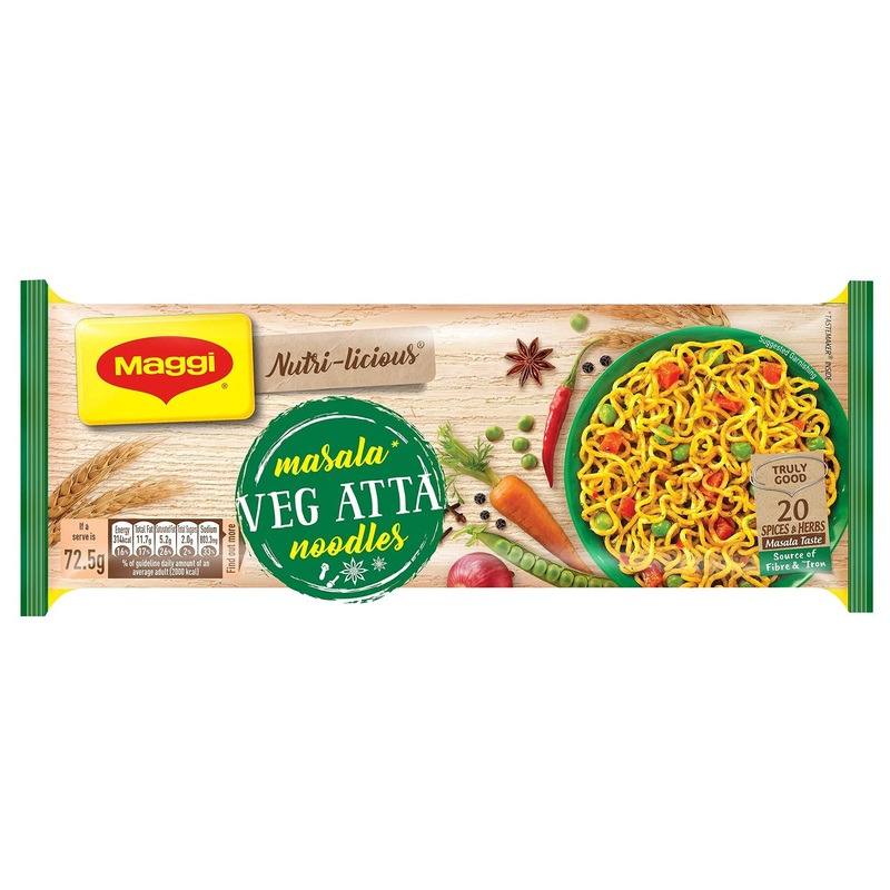 Maggi Nutri-Licious Atta Noodles, Masala, 300 Grams – 10.58 Oz Pack, – Vegetarian, India