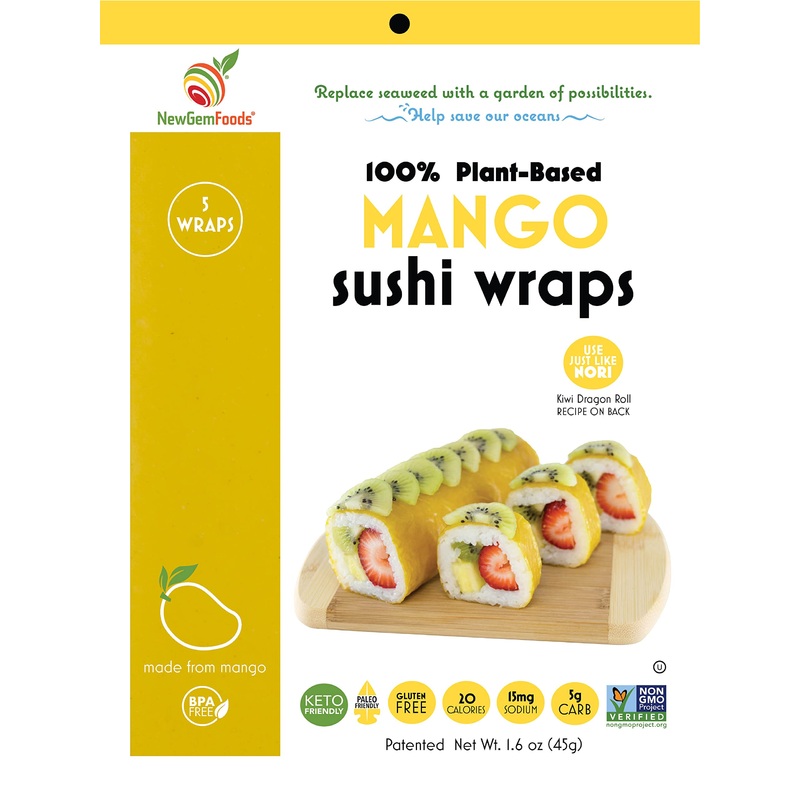 Newgem Mango Sushi Wraps, Gluten Free, Paleo, Vegan, Keto Friendly, Low Calorie Sushi Wrap Alternative, Low Carb Tortilla Wraps,