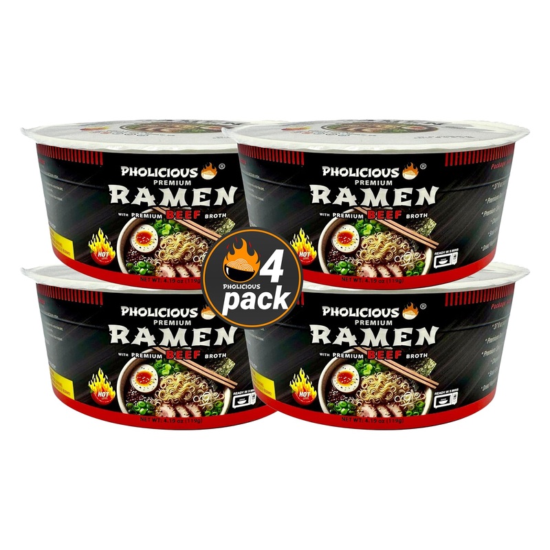 Pholicious All New Spicy Beef Ramen Noodles – Premium Instant Ramen Bowl With Real Broth Mix With Spices, Asian Food, Microwave