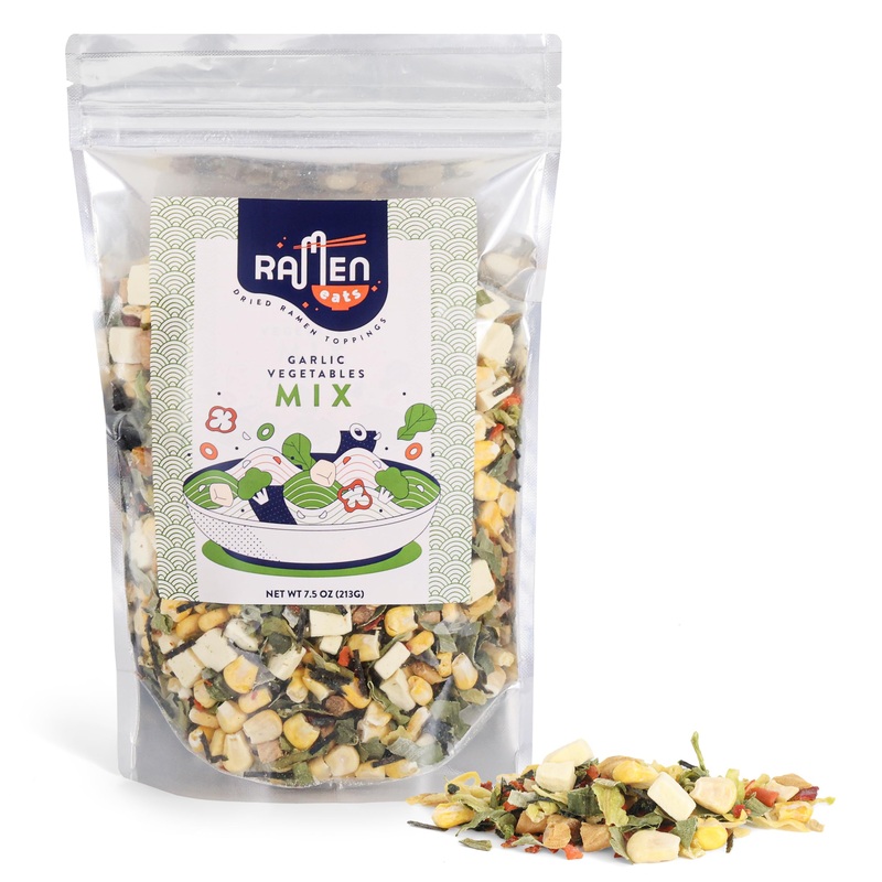 Ramen Eats Garlic Tofu Vegetables Dried Ramen Toppings For Noodles, Rice And More (7.5 Oz, Veggie Mix)