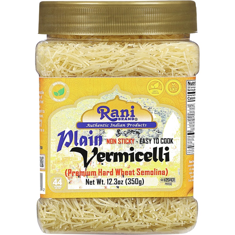 Rani Plain Vermicelli (Wheat Noodles) 12.25Oz (350G) Pet Jar ~ All Natural | Vegan | Non-Gmo | Kosher | Indian Origin