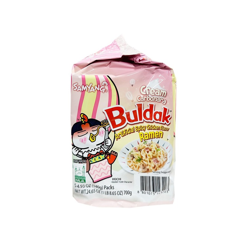 Samyang Buldak Hot Chicken Spicy Ramen Korea Instant Packaged Noodles,4.93 Oz,Cream Carbonara,5 Pack