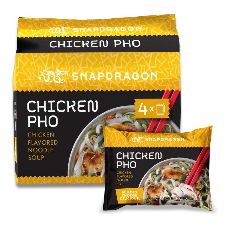 Snapdragon Chicken Pho Instant Noodle Packets 4-Pack | Rich Chicken Flavored Broth With Rice Noodles, Gluten Free, No Artificial