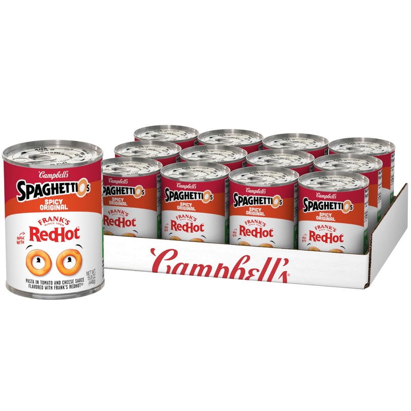Spaghettios Spicy Original Made With Frank’S Redhot, Canned Pasta, 15.8 Oz Can (Pack Of 12)