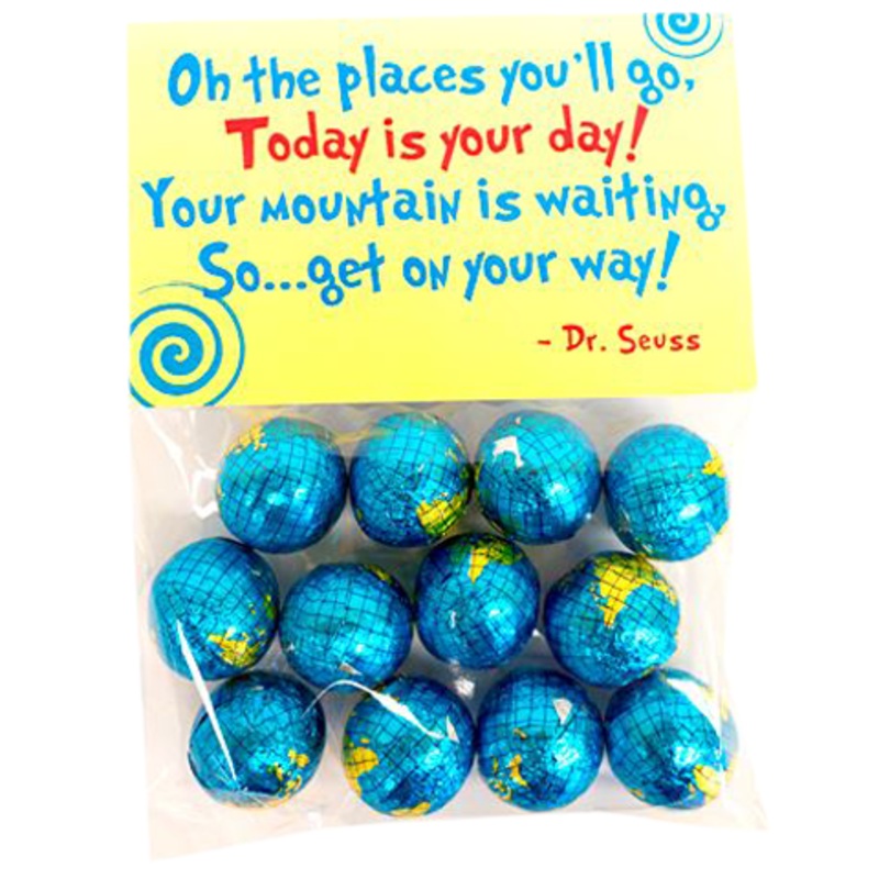 “Oh, the Places You’ll Go!” Foiled Chocolate Globes – 12 Piece Bag