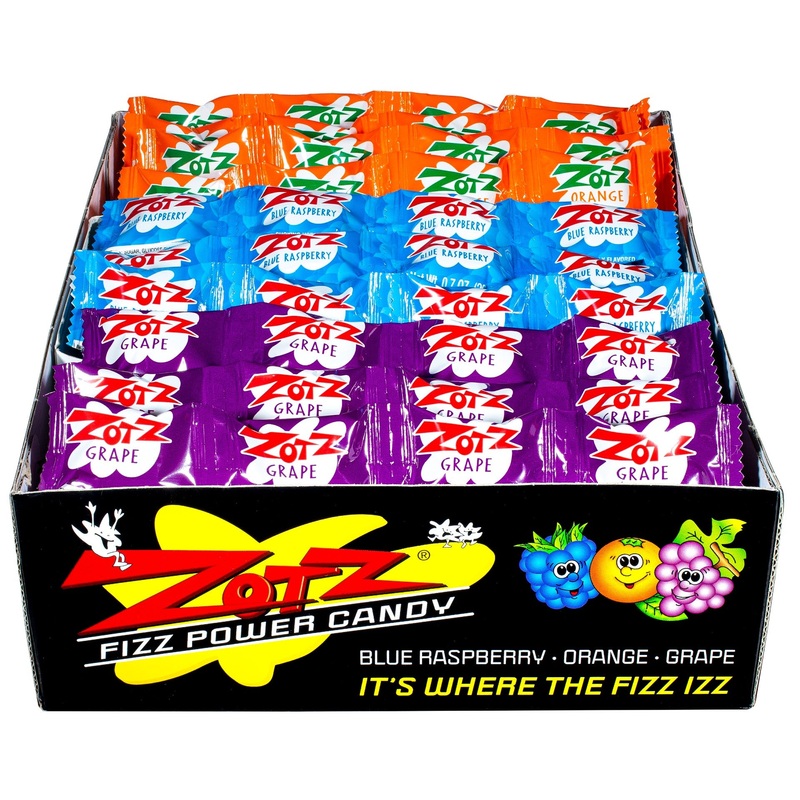 Zotz Fizz Power Candy Strings Blue Raspberry, Orange & Grape