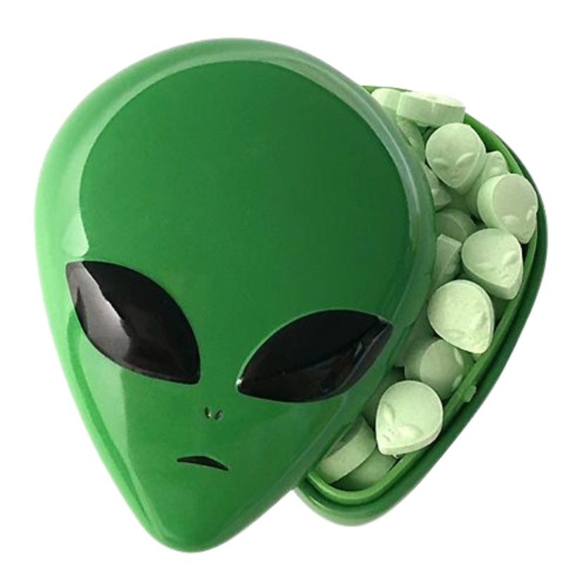 Alien Head Sours Green Apple Candy – 1-oz. Tin