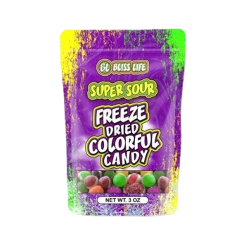 Bliss Life Freeze Dried Super Sour Colorful Candy 3 oz. Bag