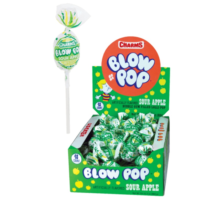 Charms Sour Apple Blow Pops 48ct