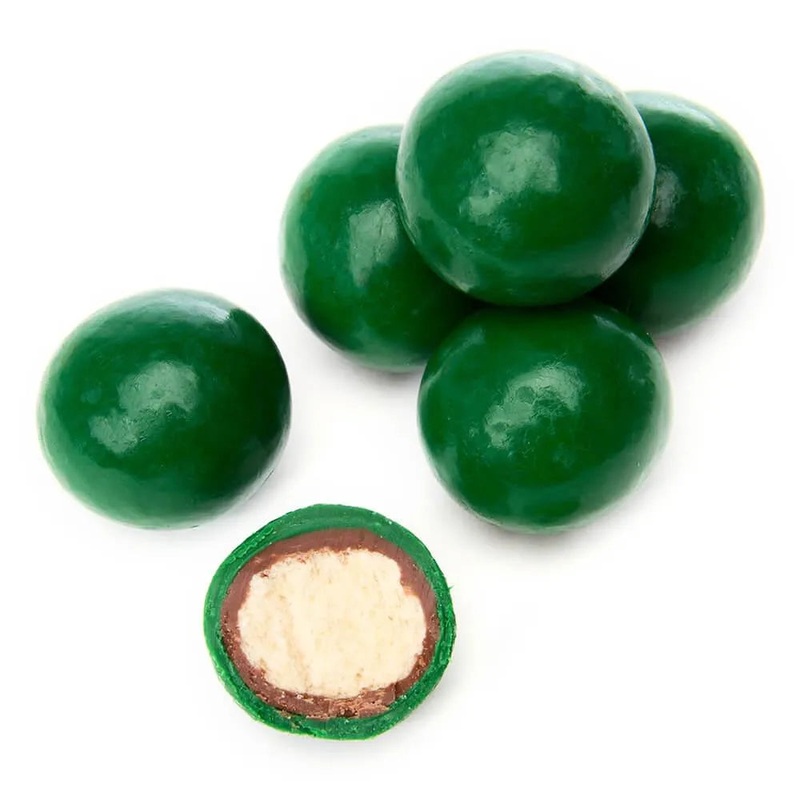 Madelaine Milk Chocolate Covered Malt Balls – Dark Green: 5LB Bag