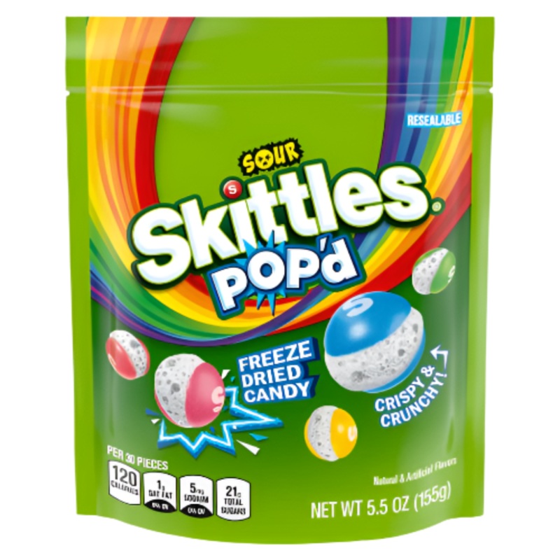 Skittles Pop’d Freeze Dried Sours 5.5 oz. Bag