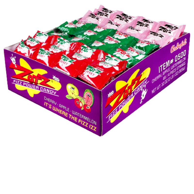 Zotz Fizz Power Candy Strings Cherry, Apple & Watermelon