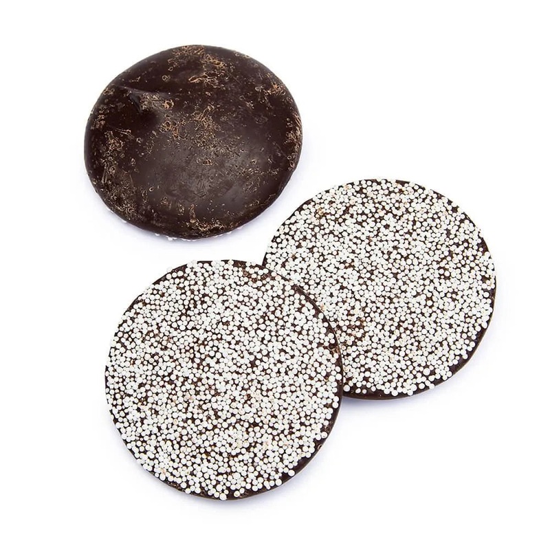 Asher’s Giant Dark Chocolate Nonpareils Discs – White: 64-Piece Box